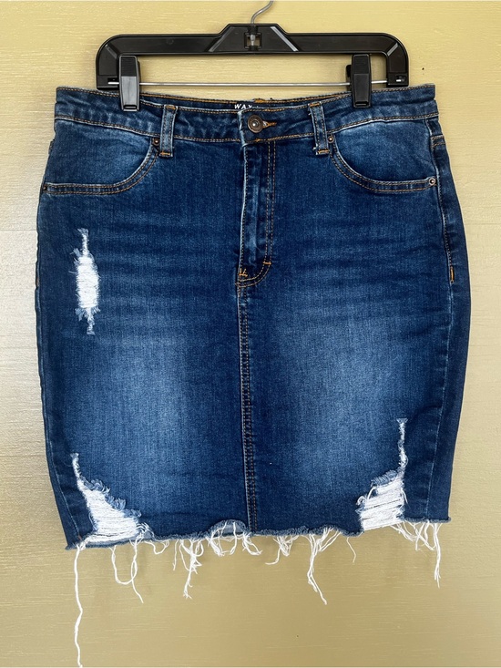 Wax Jean Dresses & Skirts - Wax Jean Raw hem Denim Mini Pencil Skirt Medium